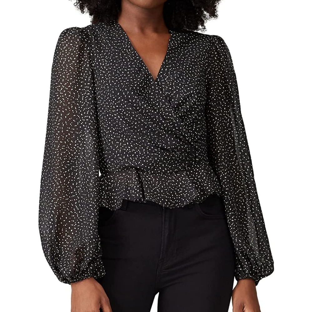 Jill Stuart Foil Print Ruffle Top - 14